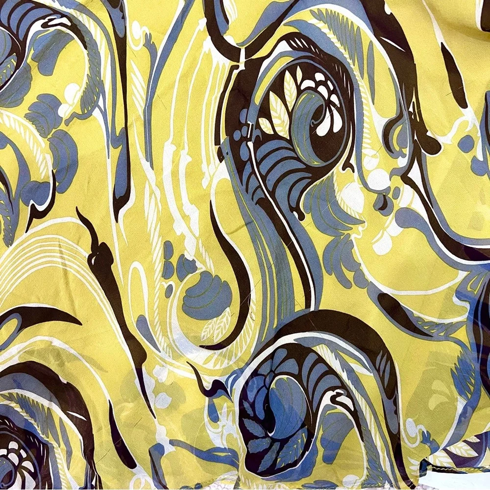 Vintage BCBG Maxazria Y2K Chartreuse Psychedelic Paisley Silk Art Deco Dress